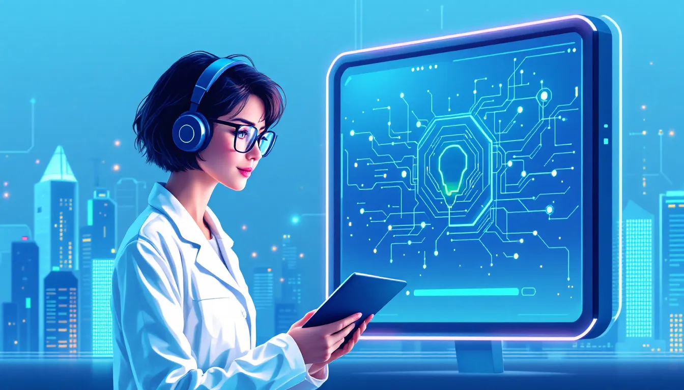 A cybersecurity professional enhancing security measures with AI technology.